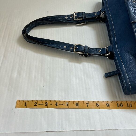 Coach Hamilton Blue Pebbled Leather Hobo Tote Bag - Picture 11 of 16